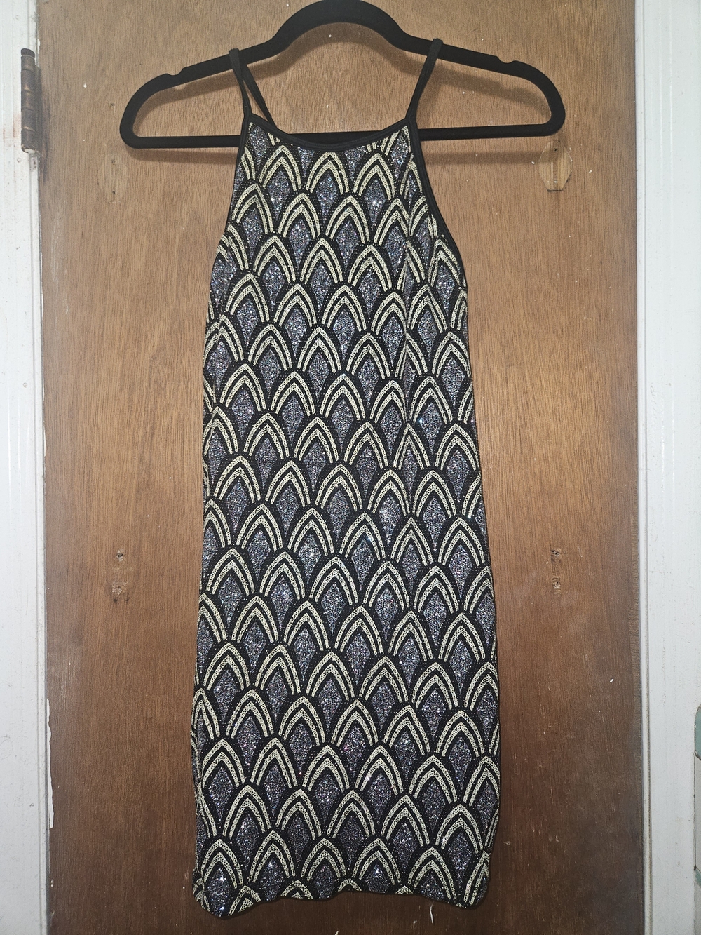 Double Platinum sequined halter dress, - Picture 2 of 5